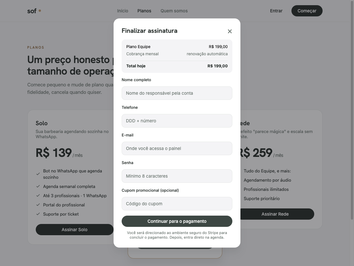 Checkout sem cupom — Continuar para o pagamento